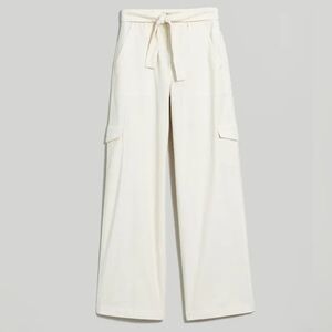Madewell Griff Superwide-Leg Cargo Pants High Rise Belted Vintage Canvas Cream